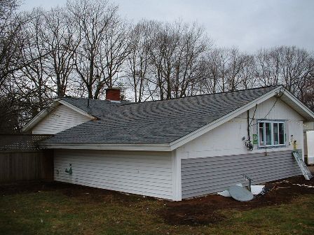 ranch flip brockton ma, Installed new fluted corner posts and started new siding