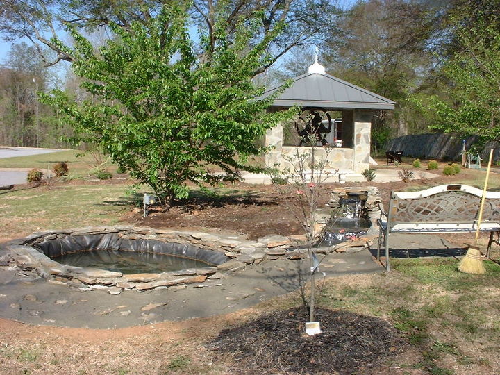 water feature i did at the church prayer garden, concrete masonry, outdoor living, ponds water features