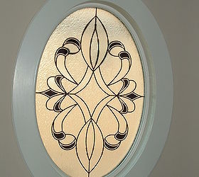 add the look of a stained glass window with faux stained glass fsg by made in the, Faux Stained glass on oval window by Made in the Shade Blinds More