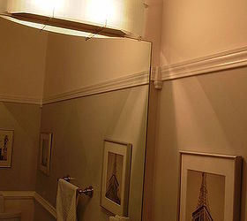 my favorite transformation from builder blah to remodel revamp on a budget, bathroom ideas, home decor, After New light fixture before it was a row bulb fixture