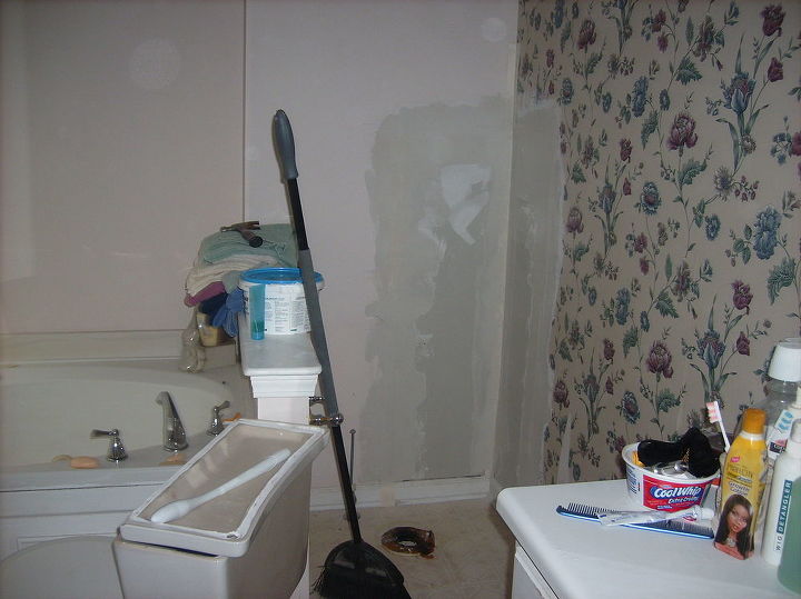 master bathroom, where the sheetrock was replaced