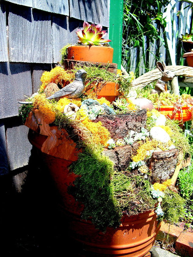 recycling broken terra cotta pots, gardening