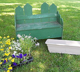 old bench turned planter box, flowers, gardening, repurposing upcycling