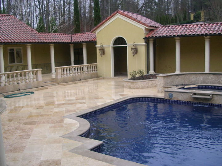 we also replaced the pool deck tile and remodeled the pool before and after, decks, home improvement, outdoor living, pool designs