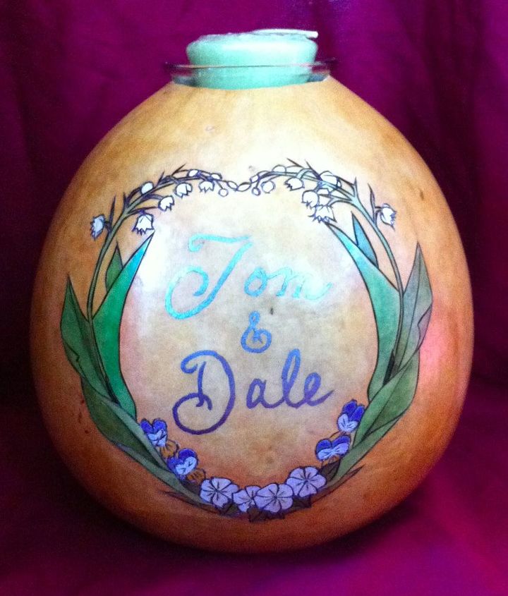 gourd tastic wedding gift, crafts, The finished project including the votive holder and candle