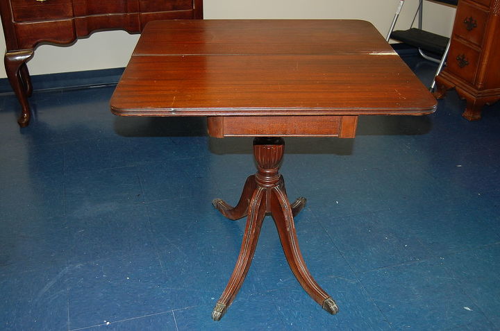 little blue table gets its game on, painted furniture, Old game table cleaned and a little tightening