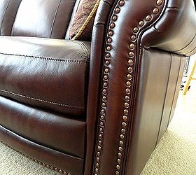 furniture the couch kind, home decor, living room ideas, painted furniture, Details on the leather couch