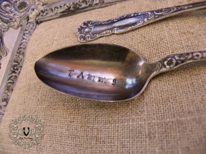 artwork inspired by thistlewood farms and what marriage means, crafts, Her name stamped on an old spoon