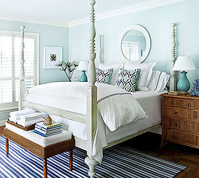 house tour coastal florida home, home decor, The sea inspired color scheme turns this once dark and dated bedroom into a timeless treasure Shop the guest bedroom