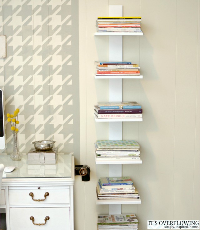 perk up your home office with the houndstooth stencil, craft rooms, home office, storage ideas, wall decor