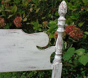 shabby chic antique bed, bedroom ideas, chalk paint, painted furniture, shabby chic, Detail on headboard posts Fluted detail and pineapple finials