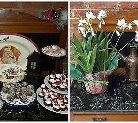 before after the holidays in the sunroom, home decor, outdoor living, B A holiday decor side serving table