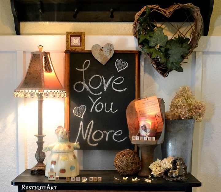 it s a rustic valentine welcome in our home, seasonal holiday d cor, valentines day ideas, A place to write your thoughts or spell it out loud with letters