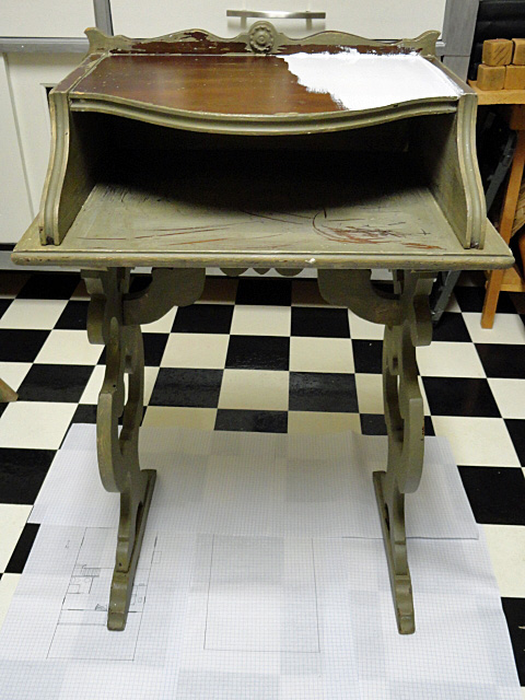 an updated look for a vintage telephone desk, painted furniture, rustic furniture, Before picture