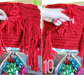 easy no sew diy lampshade cover using a scarf, crafts, lighting, seasonal holiday decor, To make it happen I simply wrapped the scarf around the shade pulled the tassels through and knotted them Detailed instructions and step by step pics in my blog post