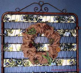 make a burlap ribbon wreath decorate one wreath for all seasons, crafts, home decor, Succulents and Burlap a fun combo on my old gate turned large wall hanging