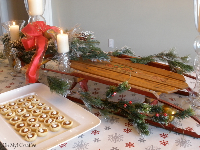 vintage sled tablescape centerpiece, home decor, seasonal holiday decor, woodworking projects