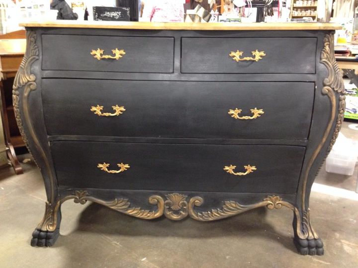 painted furniture make overs, painted furniture, shabby chic, After American Paint Company Cannonball with Modern Masters Gold American Paint Company clear wax mixed with black mica