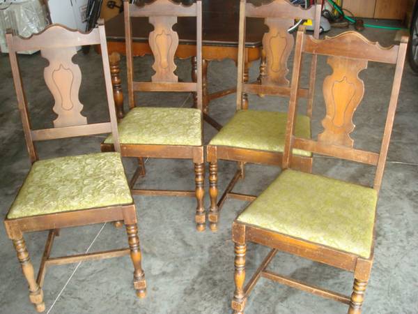 something fun, painted furniture, 4 very sturdy chairs but will need new fabric