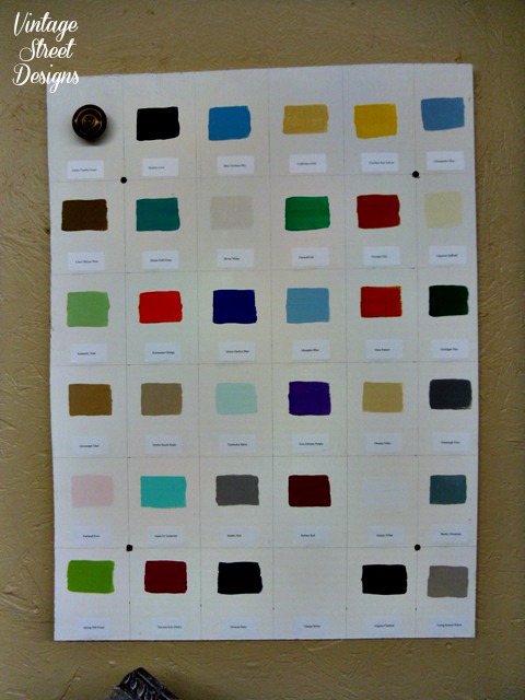 chalk clay and mineral based paint, painted furniture, Color Chart made from old recycled kitchen cabinet door