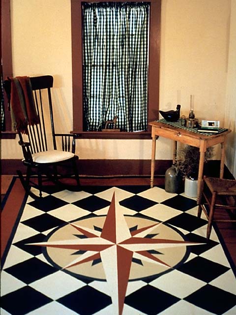 painted canvas floorcloths, flooring, home decor, Mariner s Compass Floorcloth 6 X 8 by Canvasworks Floorcloths
