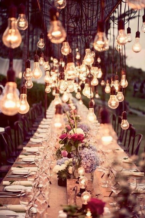 inexpensive lighting using edison bulbs, lighting, outdoor living, En masse for weddings or parties