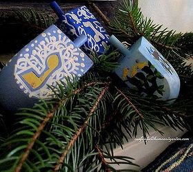 happy chanukah, fireplaces mantels, seasonal holiday d cor, handpainted dreidels