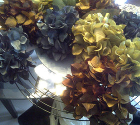 hydrangea wreath, crafts, wreaths, Used a wire wreath form and an assortment of faux hydrangeas