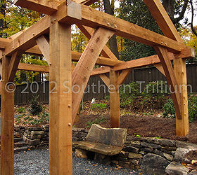 timber frame garden structure, Looking into the structure