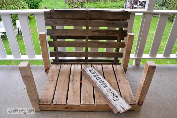 a two pallet chair anyone can build in a jiffy, diy, how to, outdoor furniture, painted furniture, pallet, repurposing upcycling, Two pallets 4 legs and two armrest boards ar
