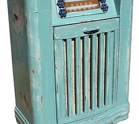 repurposed upcycled philco am radio amp turntable clothes hamper, chalk paint, electrical, painting, repurposing upcycling, An old tension spring keeps the door shut when not in use