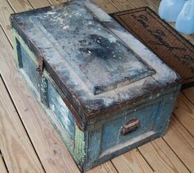Gave this old cotton mill trunk a new life as a coffee table on my porch.