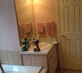 fixing a prior remodel, bathroom ideas, home improvement, home maintenance repairs, how to, This is one side of the vanities and the other side is the same big square tub