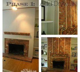 diy brick fireplace refacing, Step 1 Add furring strips and drywall