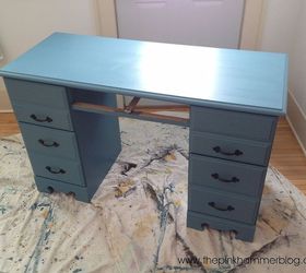before amp after desk transformation, painted furniture