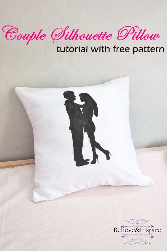 couple silhouette pillow diy with pattern, crafts