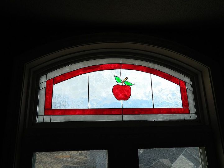 faux stained glass to cover a problem window, home decor, kitchen design, painting, windows