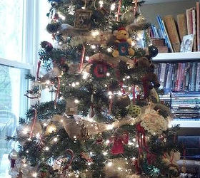 burlap memories a rustic christmas tree, christmas decorations, crafts, seasonal holiday decor, A photo of my Rustic Christmas Tree decorated with Burlap Memories