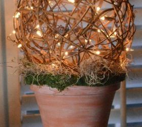 grapevine ball topiary with lights, crafts, Tiny white fairy lights give this topiary a magical glow when the sun goes down