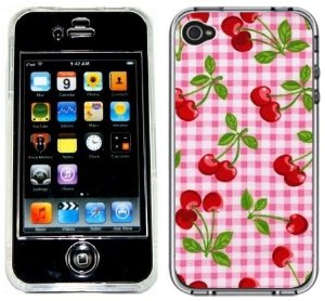 getting gingham check and plaid glamor, home decor, Pink gingham and cherry Iphone cover