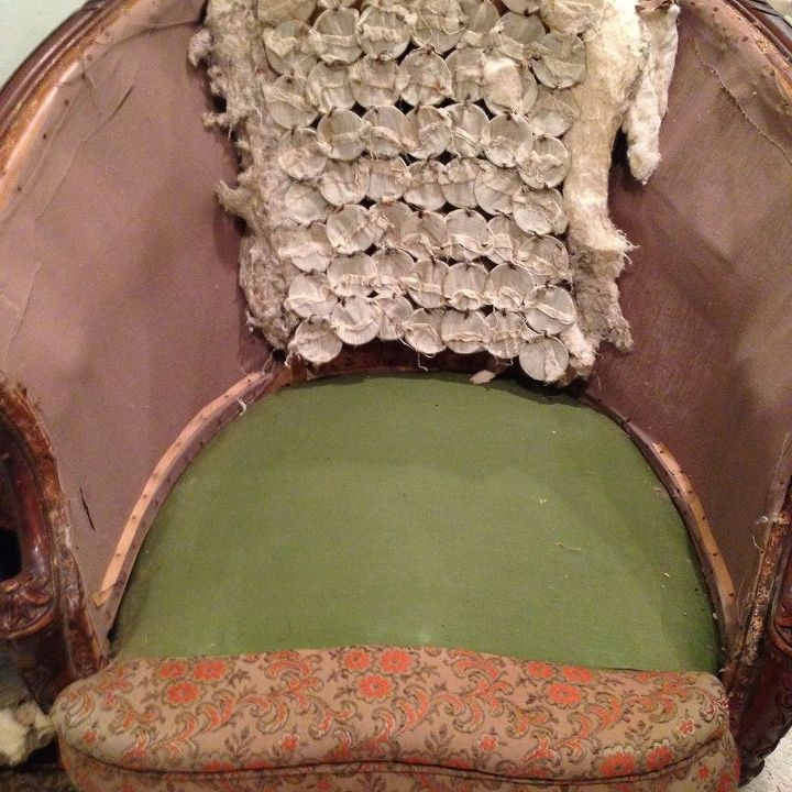 how to upholster a channel back chair, painted furniture, reupholster, During the deconstruction phase