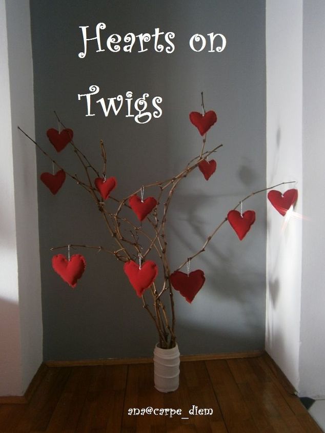 hearts on twigs, crafts, seasonal holiday decor