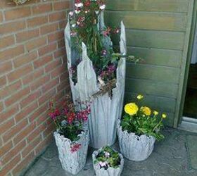 old cloth and concrete wash flower pots, Results