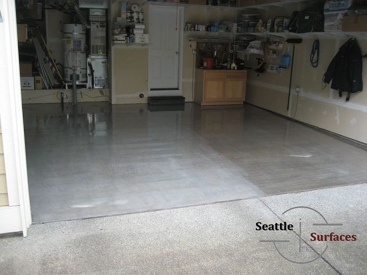 solid colored epoxy garage floor over an epoxy moisture barrier, concrete masonry, flooring, garages, An Epoxy Moisture Barrier is Drying Before Being Coated with a Solid Colored Epoxy