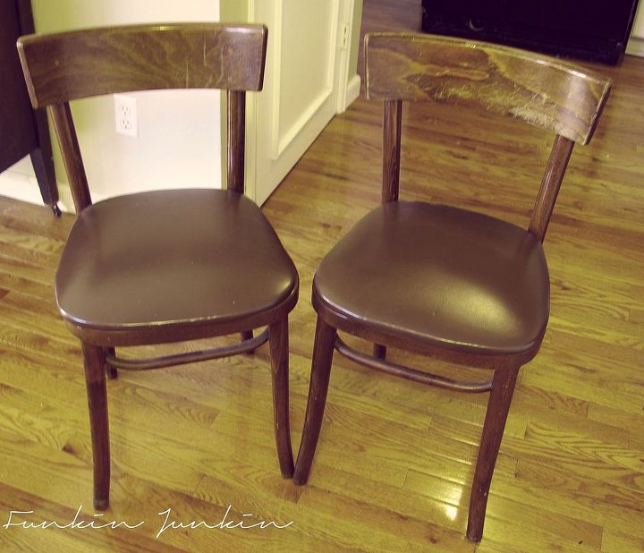 curbside find makeover bentwood chairs with chevron seats, painted furniture