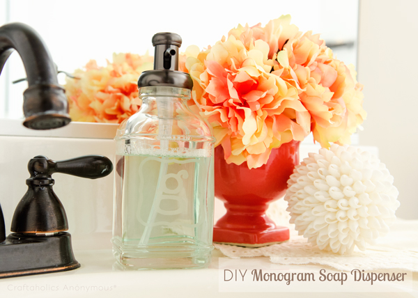 diy wednesday project glass etchings monogram soap dispenser, crafts, Photo courtesy of craftaholicsanonymous net