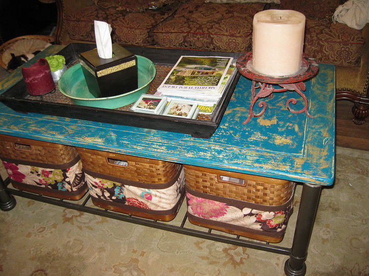 i did a makeover on my coffee table, painted furniture, storage ideas, after