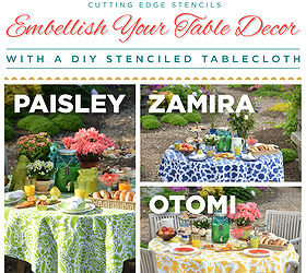 embellish your table decor with a diy stenciled tablecloth, crafts, painting