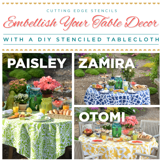 Embellish Your Table Decor With A Diy Stenciled Tablecloth Hometalk