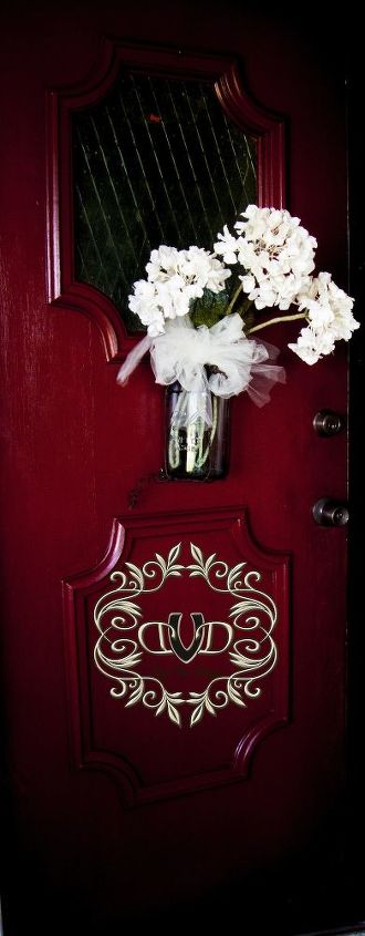 diy grapevine mason jar, crafts, mason jars, repurposing upcycling, wreaths, Here it s hanging on my front door I absolutely adore it like this